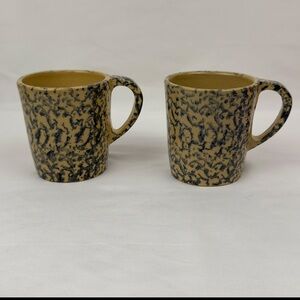 Robinson Ransbottom RRP VTG Spongeware Stoneware Mug Set of 2 USA